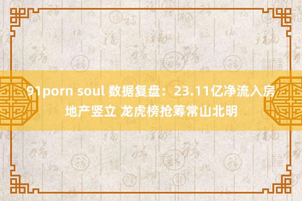91porn soul 数据复盘：23.11亿净流入房地产竖立 龙虎榜抢筹常山北明