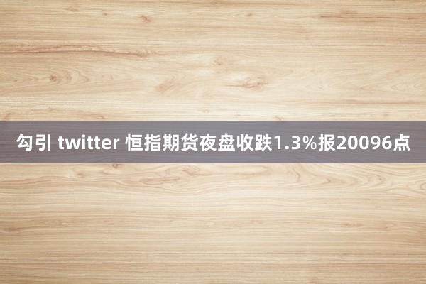 勾引 twitter 恒指期货夜盘收跌1.3%报20096点